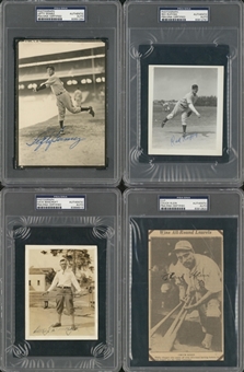 Lot of (4) Baseball Greats Single Signed & Encapsulated Photos Including Bancroft, Klein, Ruffing & Gomez (PSA/DNA)